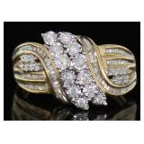 10kt Gold Brilliant 1/2 ct Diamond Waterfall Ring