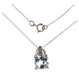 10kt Gold Aquamarine & Diamond Necklace