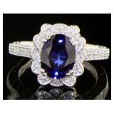 14K Gold 2.90 ct Oval Sapphire & Diamond Ring