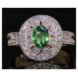 14kt Gold 1.50 ct Green Sapphire & Diamond Ring