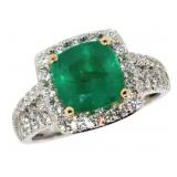 14k Gold 3.53 ct Natural Emerald & Diamond Ring