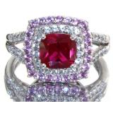 Cushion Cut Ruby & Pink Sapphire Designer Ring