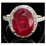 14kt Gold 8.72 ct Ruby & Diamond Ring