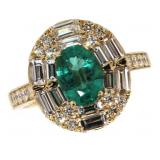 14k Gold 2.35 ct Natural Emerald & Diamond Ring