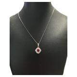 Platinum 1.35 ct Natural Ruby & Diamond Necklace