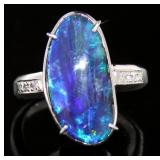 Platinum 6.94 Opal & Diamond Ring