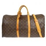 LOUIS VUITTON KEEPALL 55 BANDOLIERE TRAVEL BAG