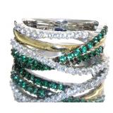 14kt-Sterling Silver Emerald Crossover Ring