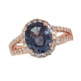 14k Gold 4.48 ct Oval Alexandrite & Diamond Ring