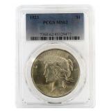 1923 Philadelphia MS62 Peace Silver Dollar