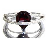 Pear Cut 2.25 ct Natural Garnet & Diamond Ring