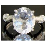 Oval 5.16 ct Natural White Topaz & Diamond Ring