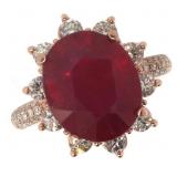 14k Gold 8.74 ct Oval Ruby & Diamond Ring