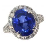 14k Gold 6.77 ct Oval Sapphire & Diamond Ring