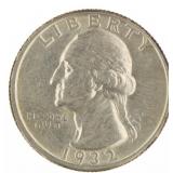 1932-D AU+ Washington Silver Quarter *KEY