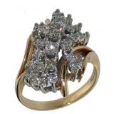 14kt Gold Brilliant 1.10 ct Diamond Waterfall Ring