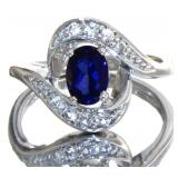 Oval Blue & White Sapphire Dinner Ring