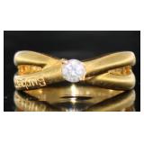 BURBERRY 18K Gold Diamond Solitaire Ring