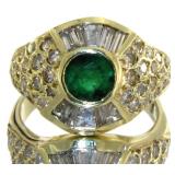 14kt Gold Natural 2.76 ct Emerald & Diamond Ring