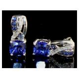 Cushion Cut Sapphire & Diamond Earrings