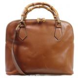 Gucci Bamboo 2-Way Gold Plated Leather Handbag