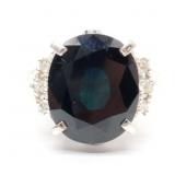 Platinum 8.00 ct Sapphire & Diamond Estate Ring