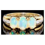 14kt Gold Natural Opal & Diamond Dinner Ring