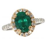14k Gold 2.60 ct Natural Emerald & Diamond Ring