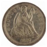 1857 Seated Liberty Silver Dime *High Grade