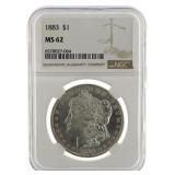 1883 Philadelphia MS62 Morgan Silver Dollar