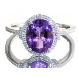 Oval 3.30 ct Natural Amethyst & Diamond Ring