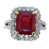 14kt Gold 5.55 ct Ruby & Diamond Ring