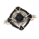 Elegant Natural Black & White Diamond Ring