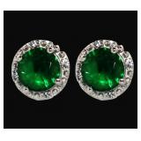 Round 2.00 ct Emerald Stud Earrings