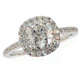14k Gold 2.05 ct VS2 Cushion Cut Lab Diamond Ring