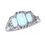 Beautiful Past Present Future Opal & Topaz Ring