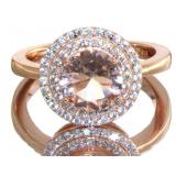 Round 3.50 ct Morganite Halo Designer Ring