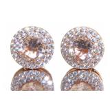 Round 4.60 ct Morganite Halo Designer Earrings