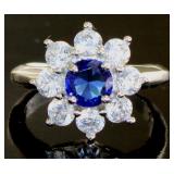 Brilliant Sapphire & White Topaz Ring