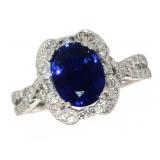 14k Gold 3.02 ct Oval Sapphire & Diamond Ring