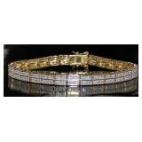 Elegant 2 Row Diamond Accented Bracelet