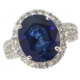 14k Gold 7.13 ct Sapphire & Diamond Ring