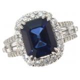 14k Gold 7.20 ct Sapphire & Diamond Ring