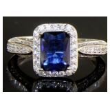 Brilliant Radiant Cut Sapphire & White Topaz Ring