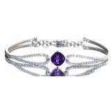 Princess Cut Amethyst & White Sapphire Bracelet