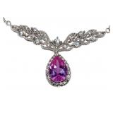 Elegant Pear Cut Pink Sapphire Evening Necklace