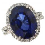 14k Gold 13.30 ct Sapphire & Diamond Ring