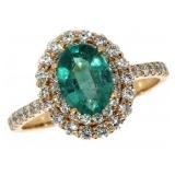 14k Gold 1.60 ct Natural Emerald & Diamond Ring