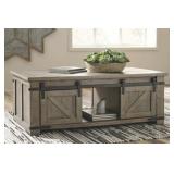 Ashley T837 Farmhouse Storage Cocktail Table