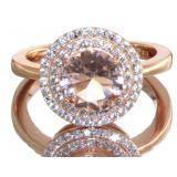 Round 3.50 ct Morganite Halo Designer Ring